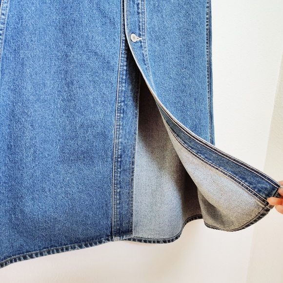 Tularosa Blue Denim Midi Jean Skirt w/ Belt Sz 26 - Picture 6 of 8